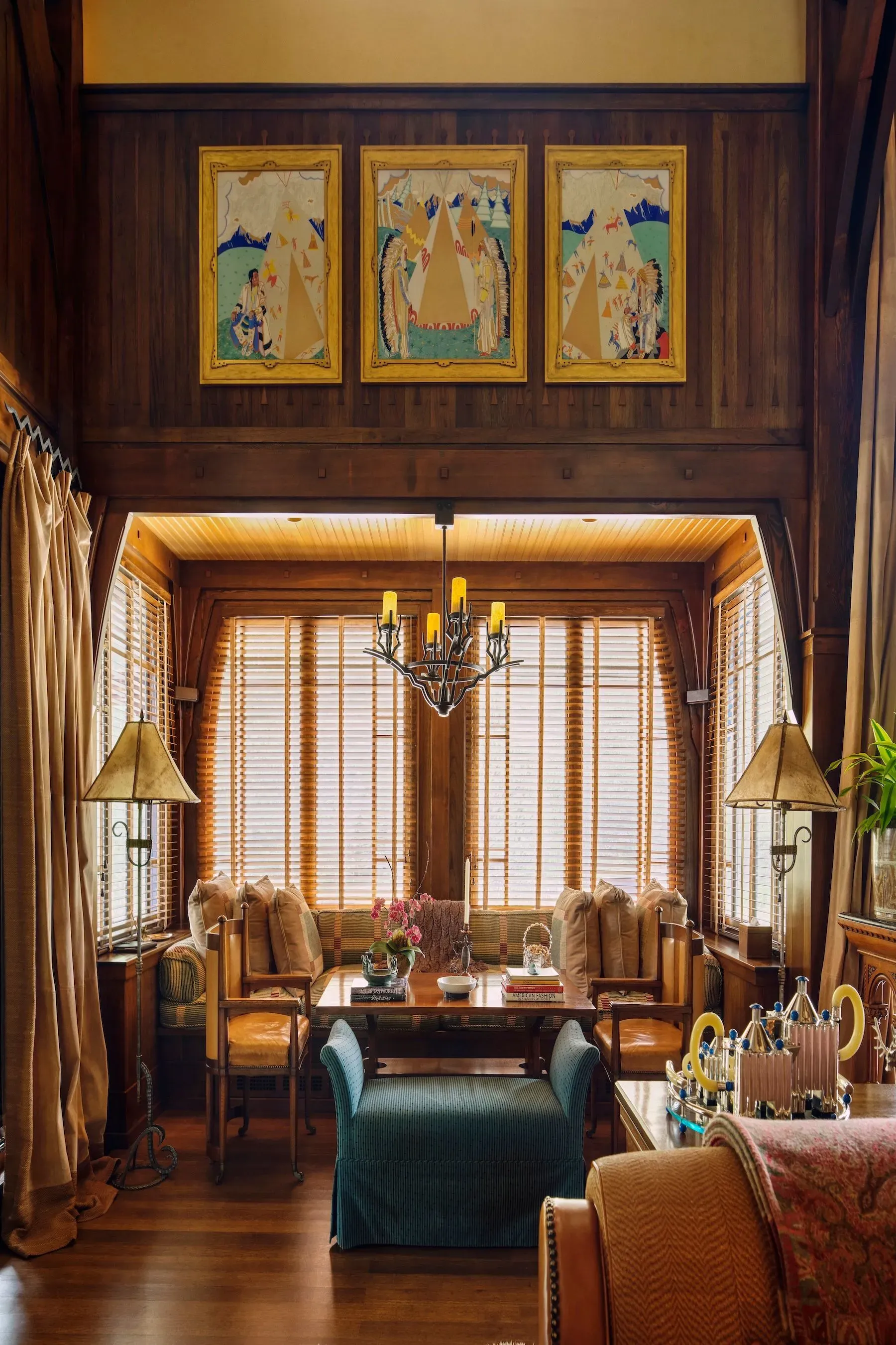 Dining room leans formal. Dark beams, paneled walls. Do you dress up here?