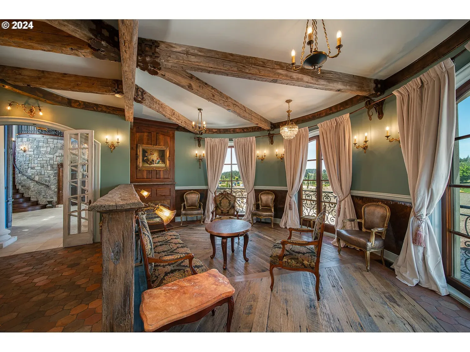 Exposed beams stealing the show. The soft walls keep it from brooding.