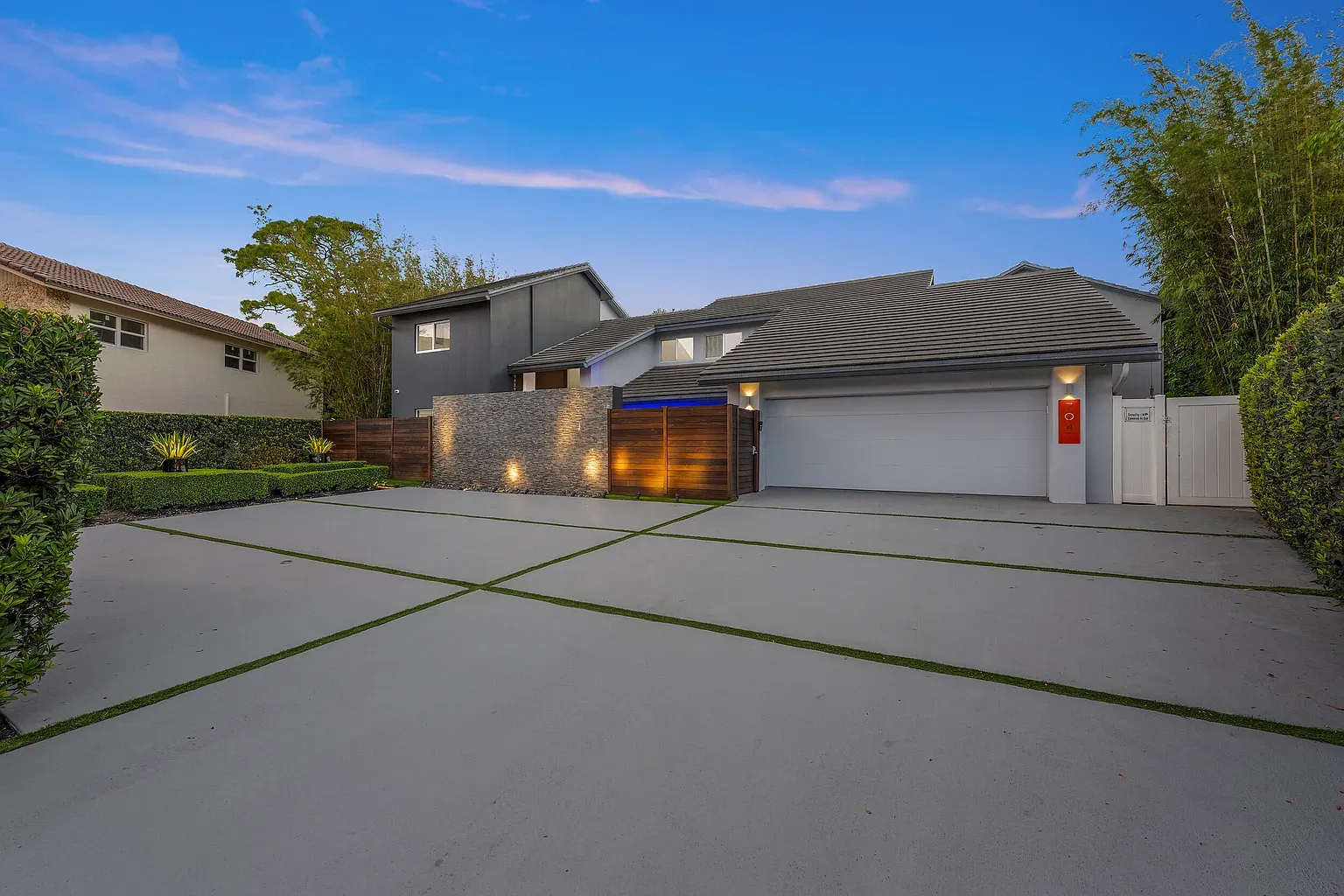 Here's the driveway grid to a red garage. Cool, but maybe too much?
