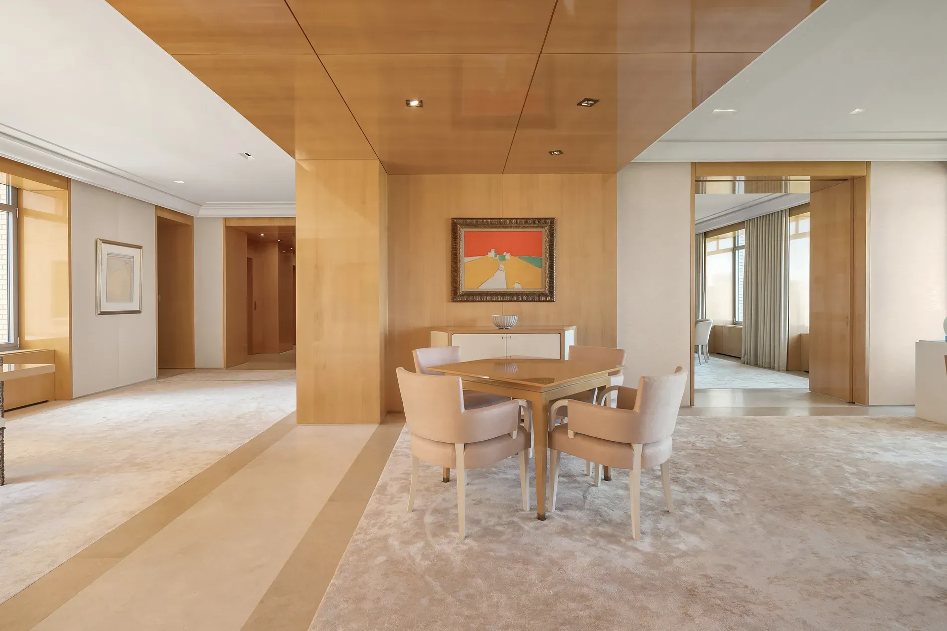 And then the golden dining room. Gorgeous, but is the ceiling too matchy?