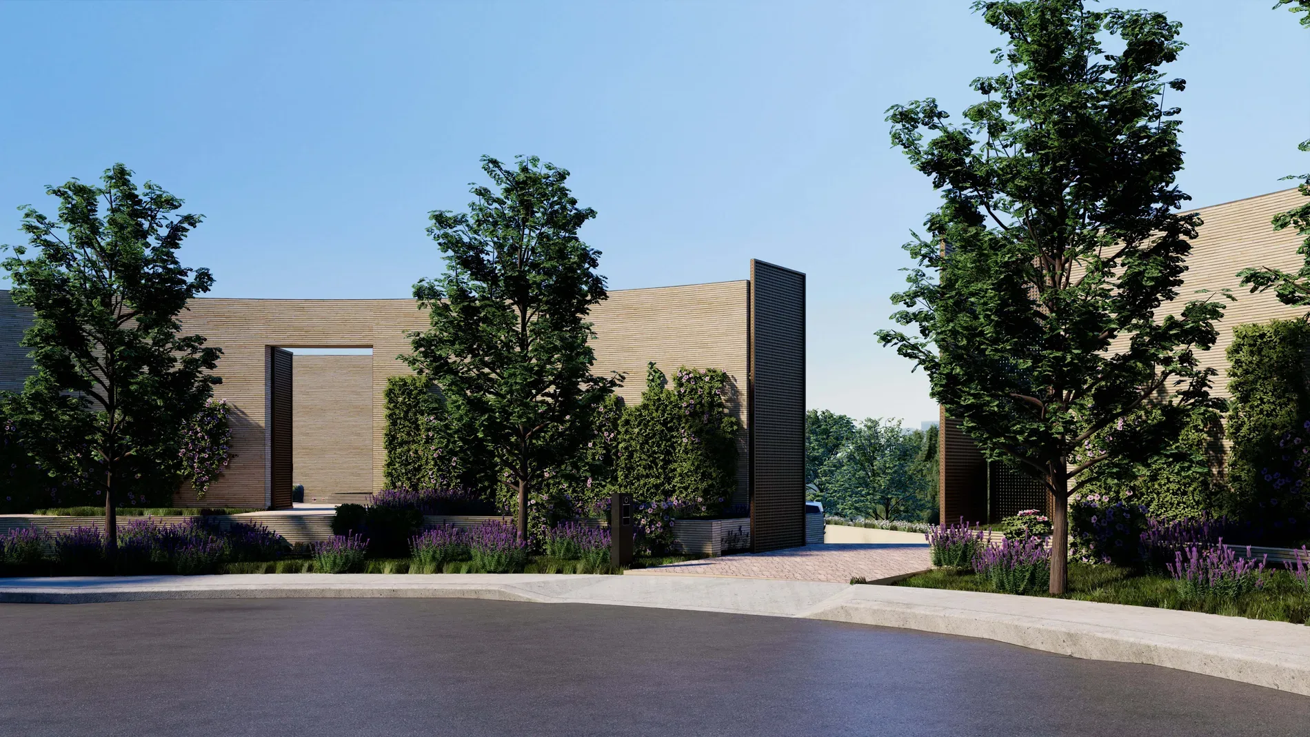 Back outside. those curved buildings wrap the courtyard. Anyone know why they did this?