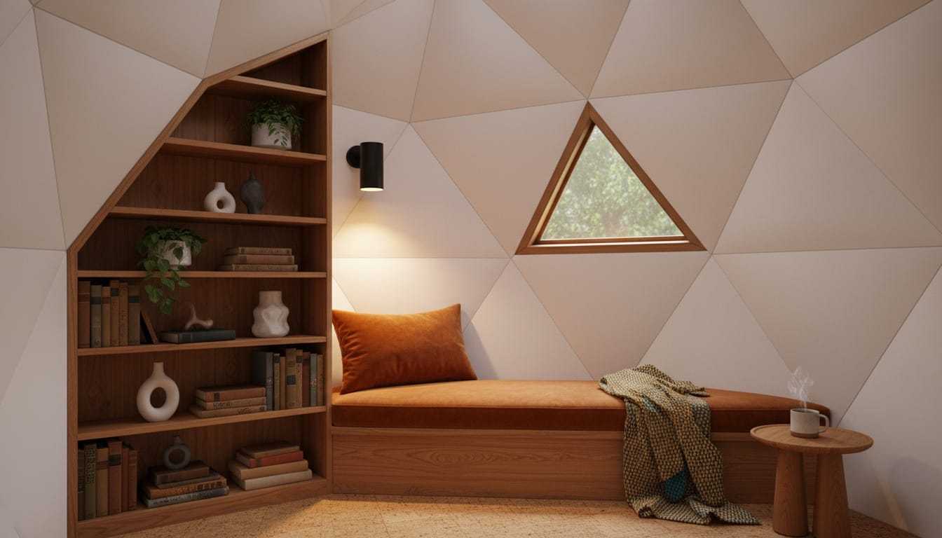 Reading nook goals. soft triangles, cushy seat, just needs a blanket.