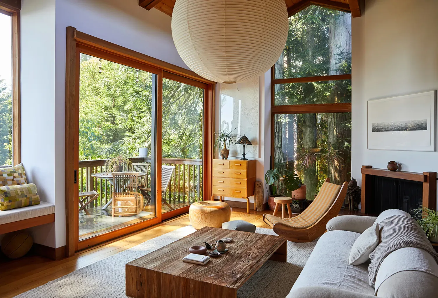 That chunky coffee table steals it. Looks heavy enough to be a boat.