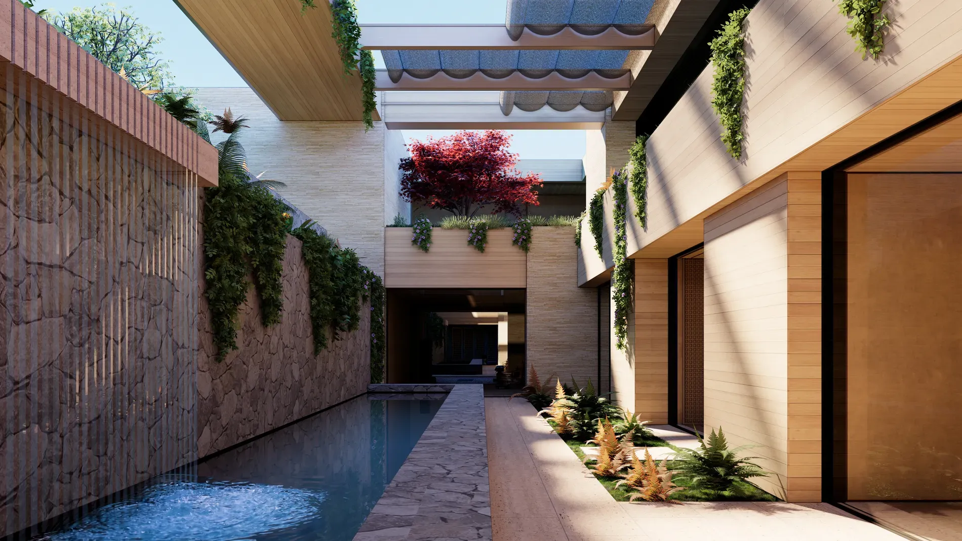 This water runnel along the stone path is soothing. Anyone else barefoot here?