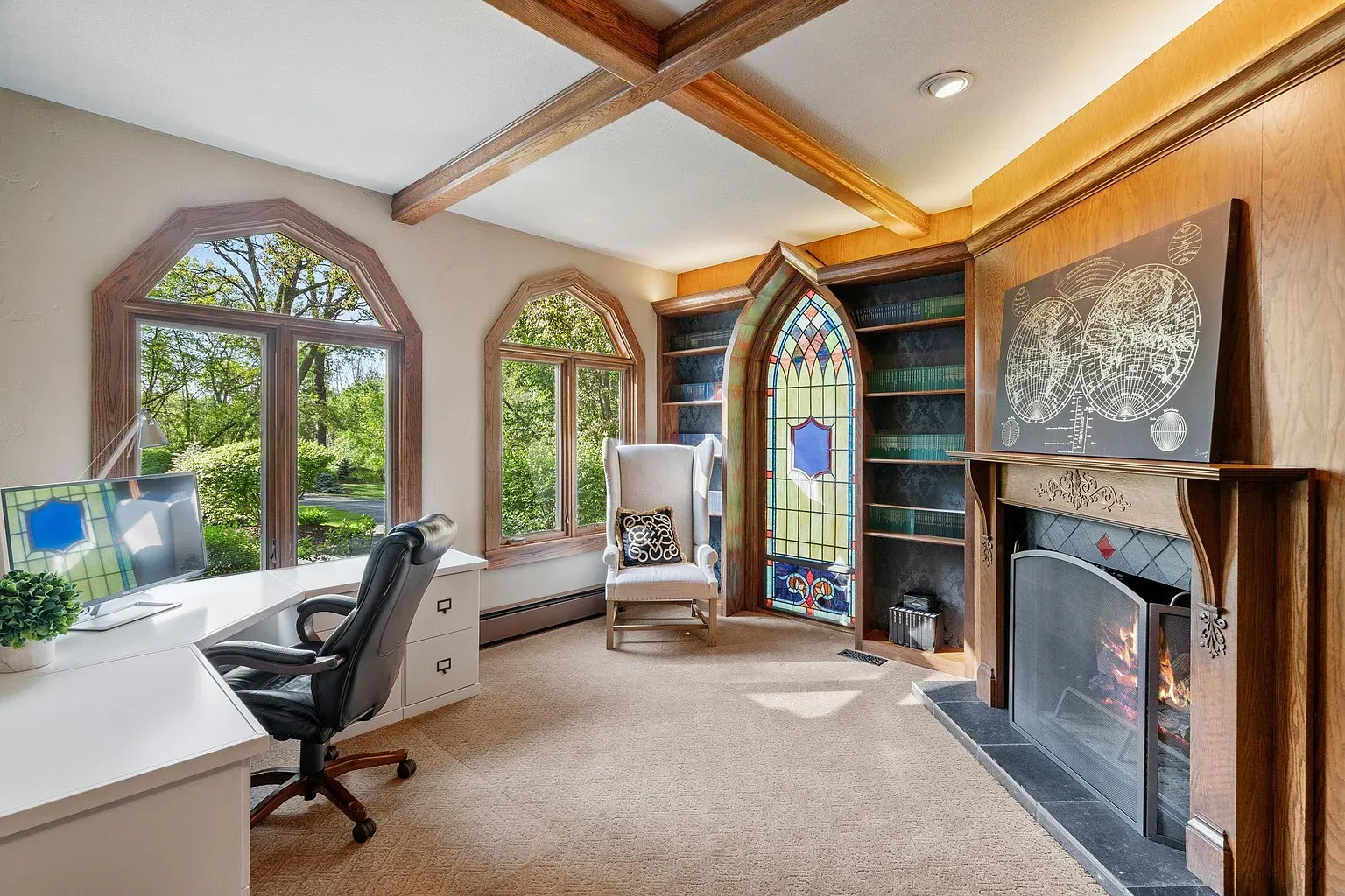 Stained glass in the office? Okay, now I'd never leave meetings.