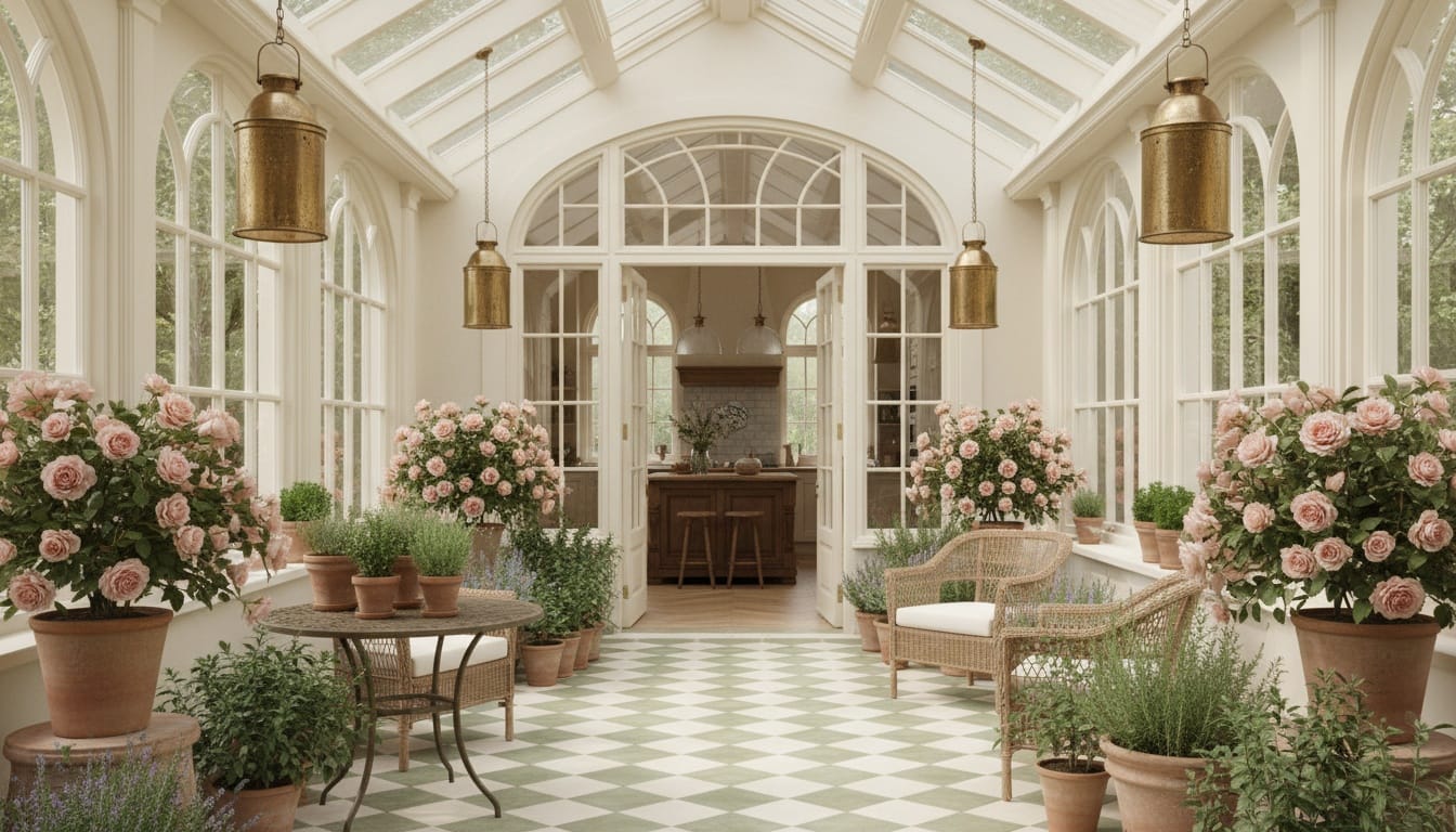 Conservatory off the kitchen, interior garden room