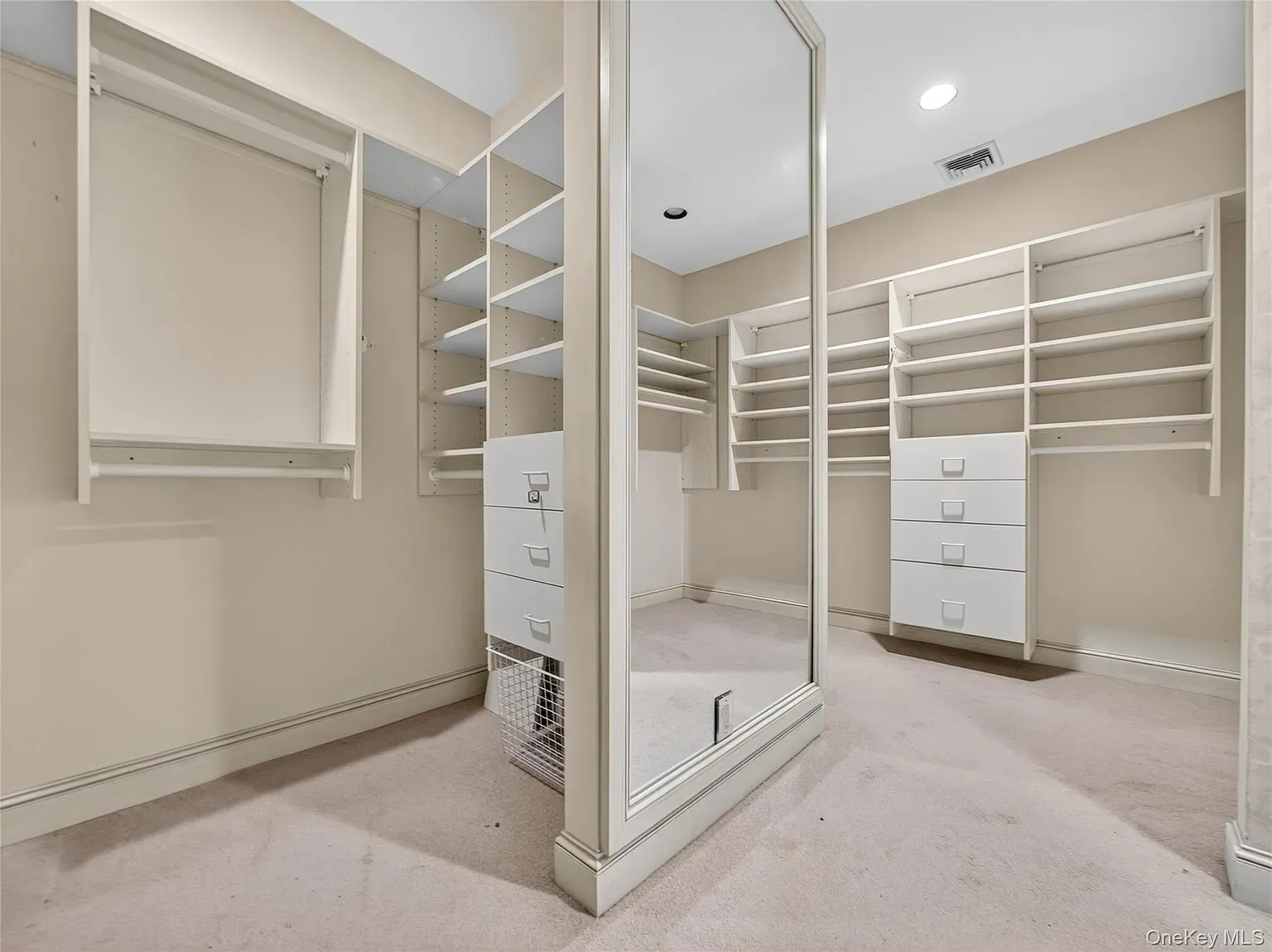 Closet is basically a boutique. Soft lighting, tons of built-ins.