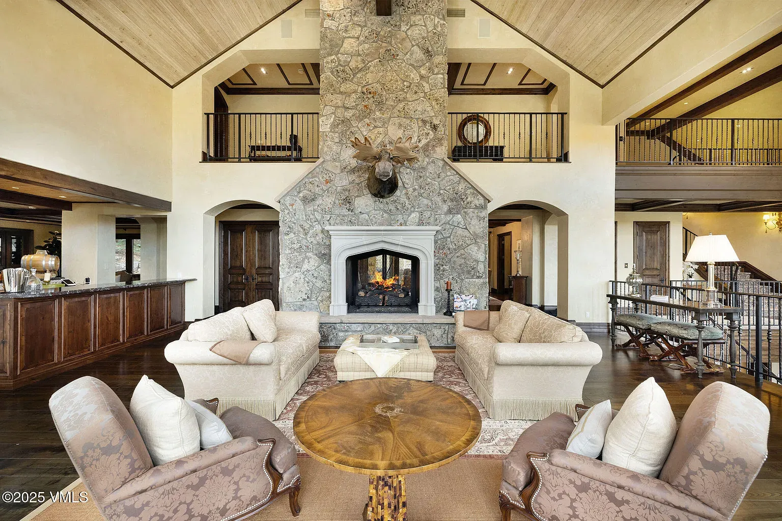From this angle, that stone fireplace steals the show. Mantel pops.