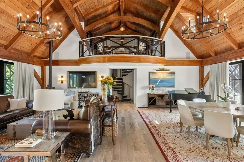 Those beams though. Big airy room but still cozy with the neutral stuff.