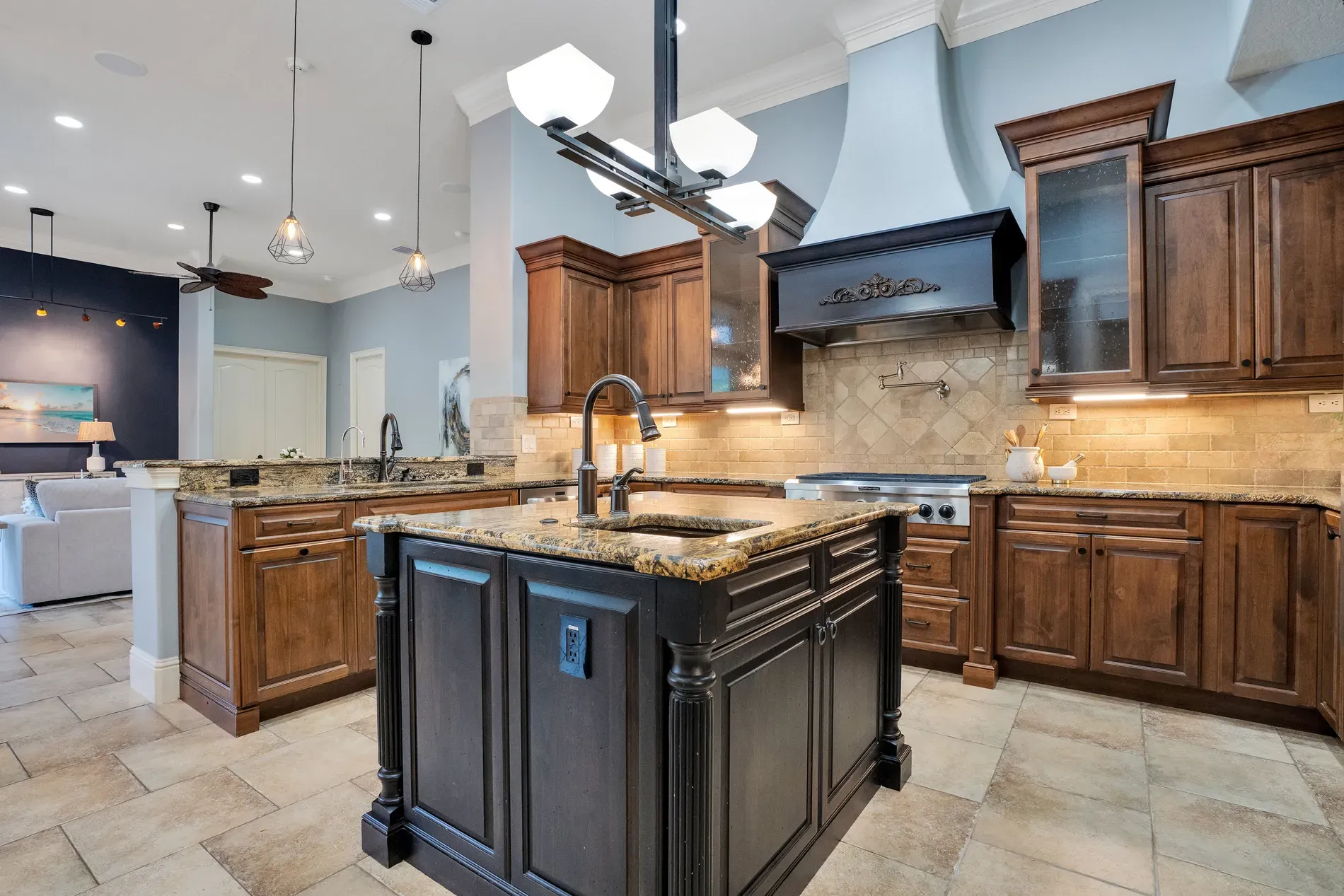 Not sure about dark wood with gold granite. Big island steals the show.