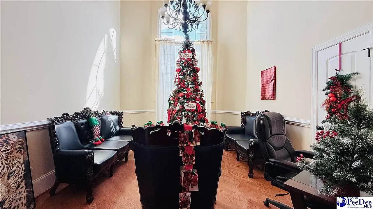 Tall ceilings and a very proud Christmas tree holding court.