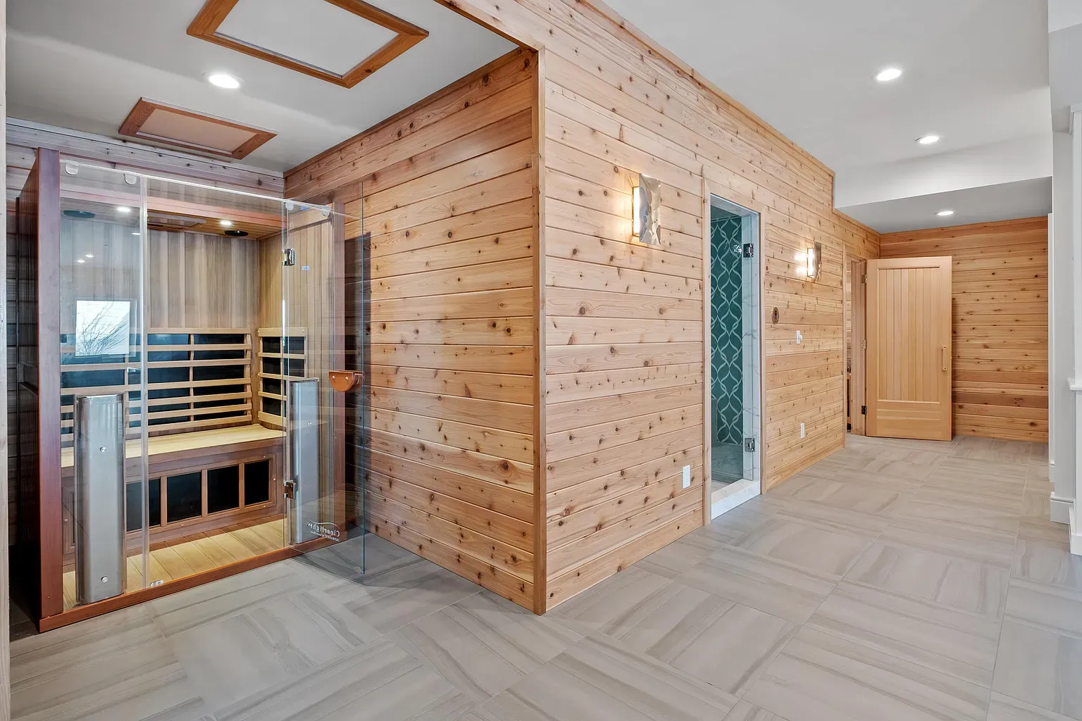 Warm wood paneled room that feels a little retreat. Instant exhale.
