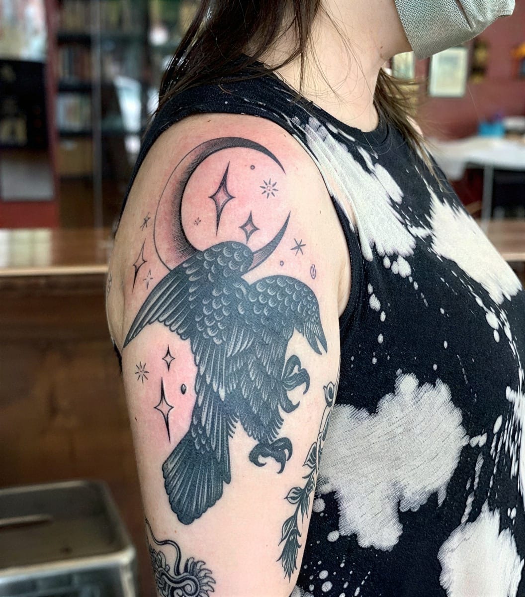 Crow in the Night Sky