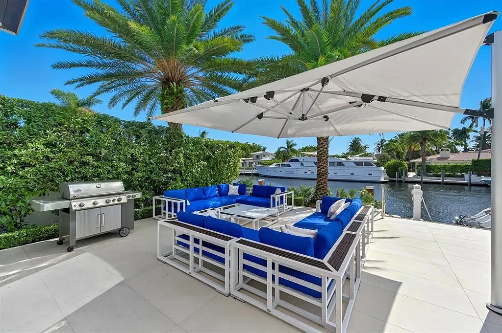 Big blue sectional begging for sticky sunscreen and snacks.