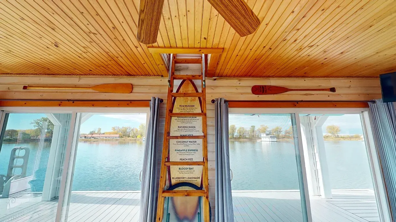 Big ladder up to a loft. Nautical touches without going theme park.