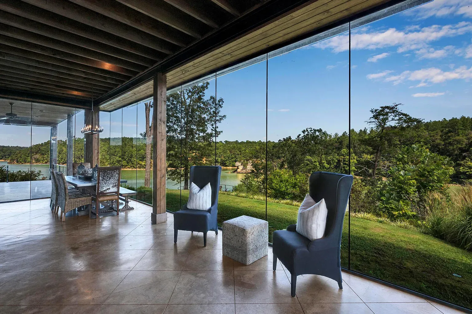 Wall of glass moment. Feels the landscape is part of the room.