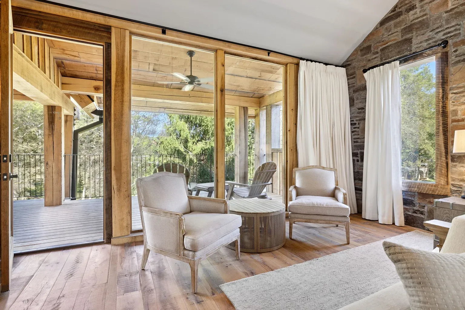 Stone feature wall with sunlight pouring in. Feels a calmer heartbeat.