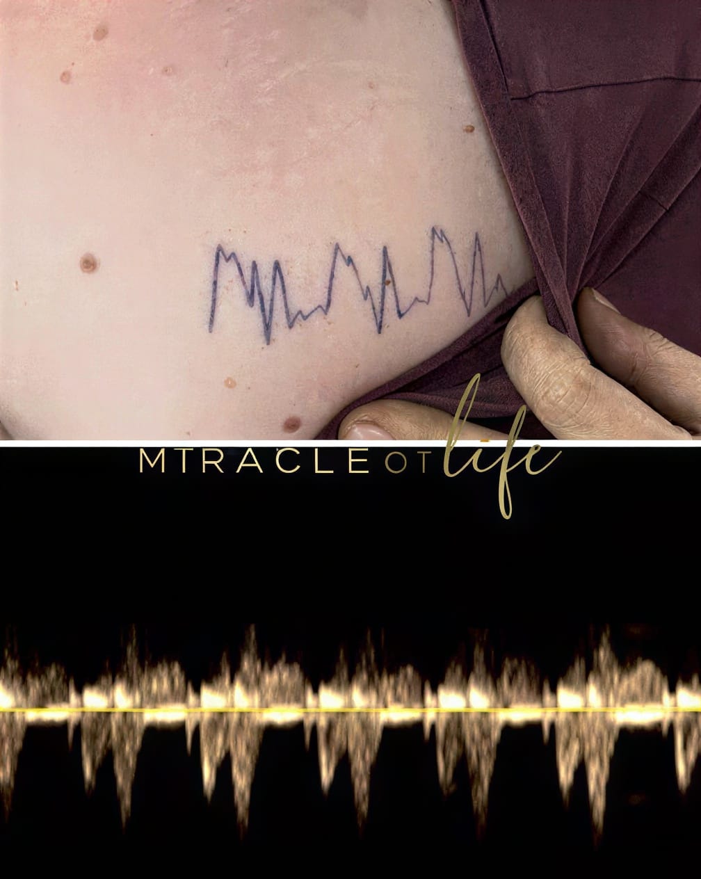 Heartbeat line with a name tucked in