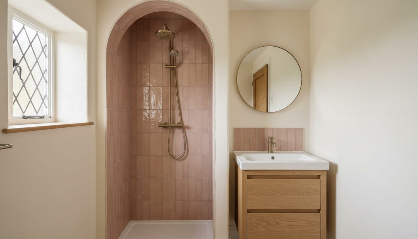 Even the shower gets an arch.