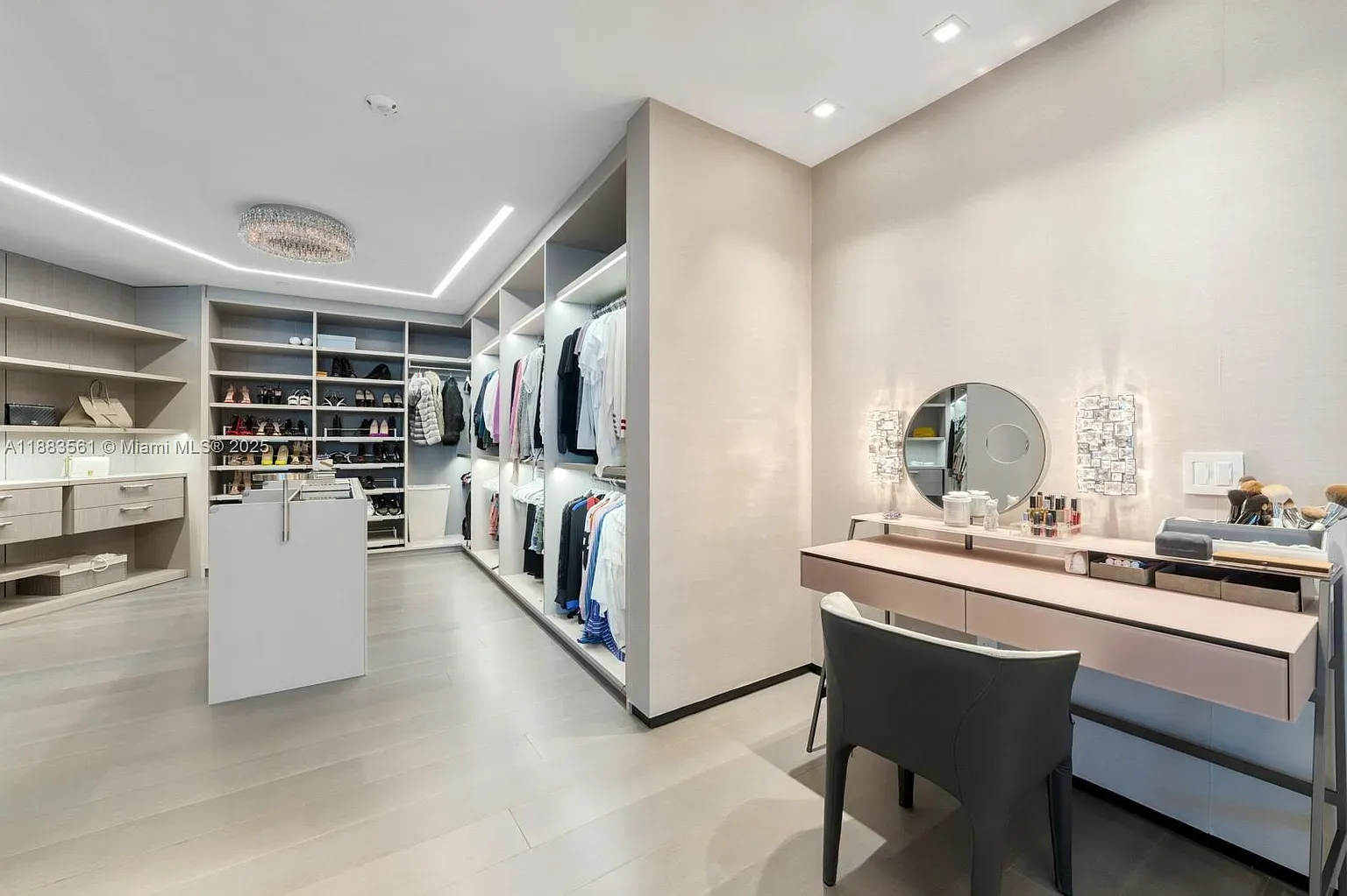 Here's the closet — creamy, calm, tons of storage. Feels a boutique.