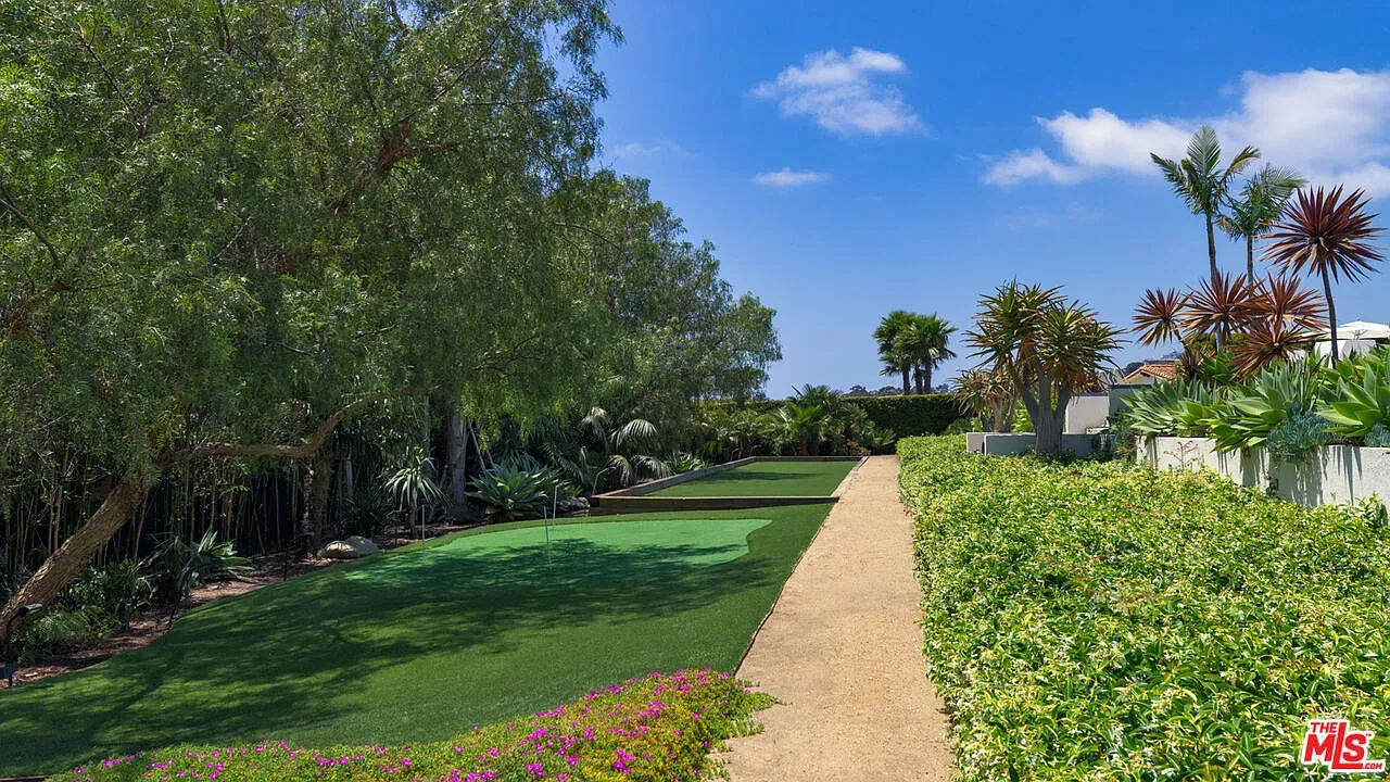 Artificial turf actually looks good with all the palms. Easy on the eyes.