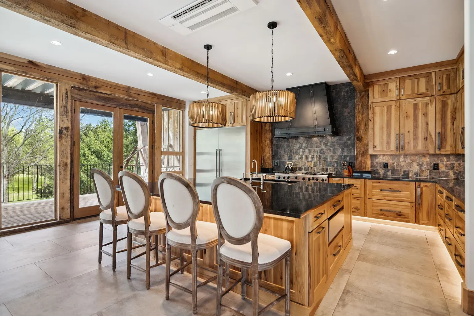Second kitchen shot because the honey cabinetry deserves its own moment.