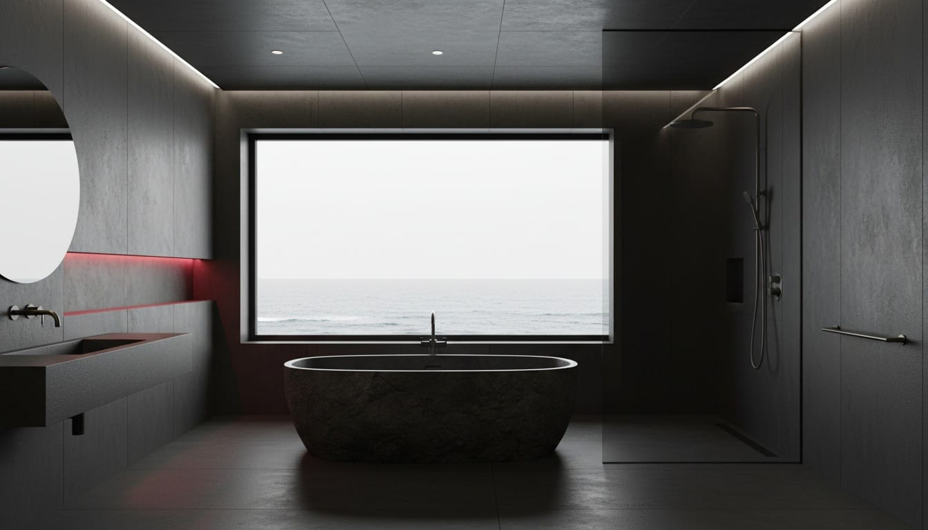 The bath looks carved from night