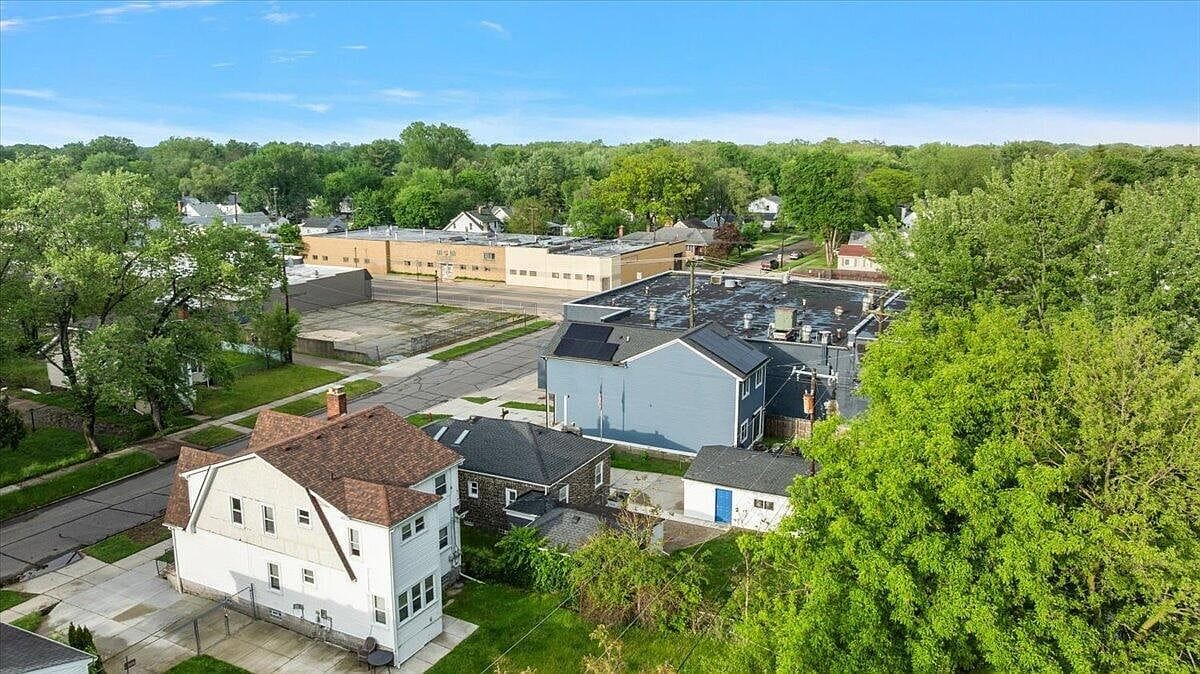 High aerial shot looking directly down on the property layout