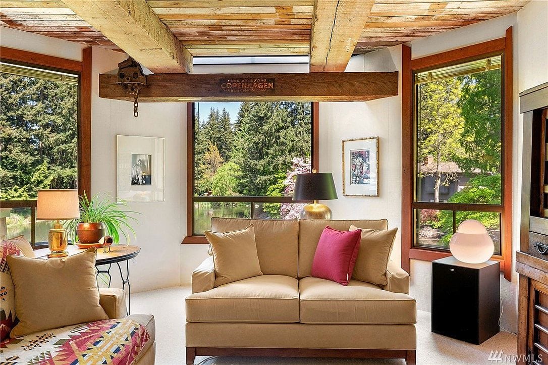 Living room window, view of water