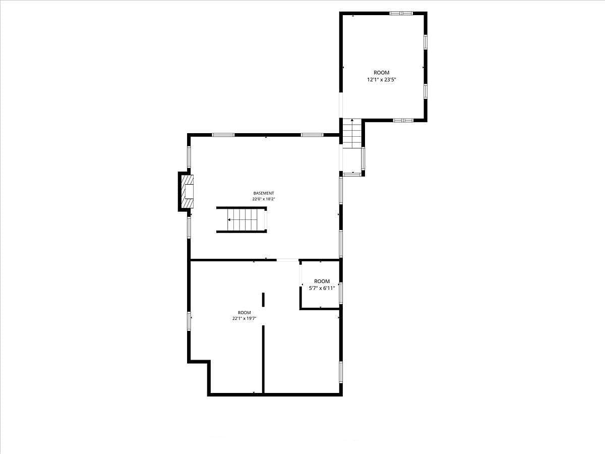 Floor plan of the basement and finished flex room
