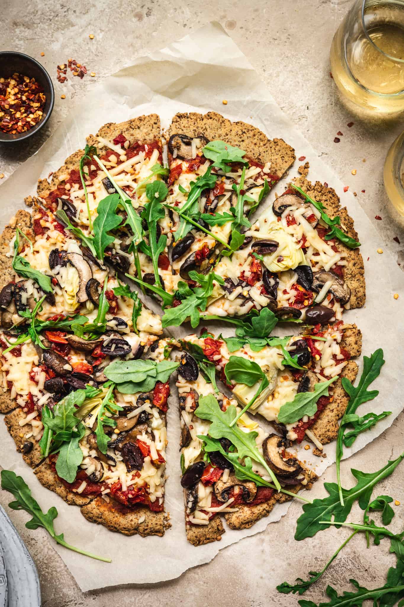 a hot cauliflower pizza with crispy crust