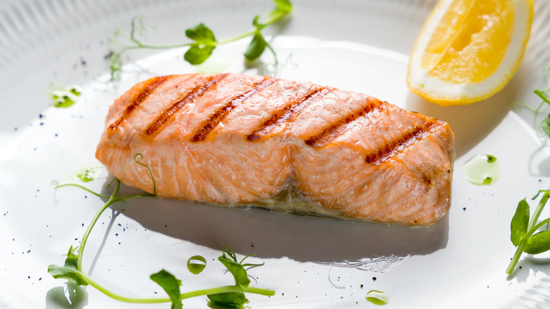 an overcooked salmon with a dry texture