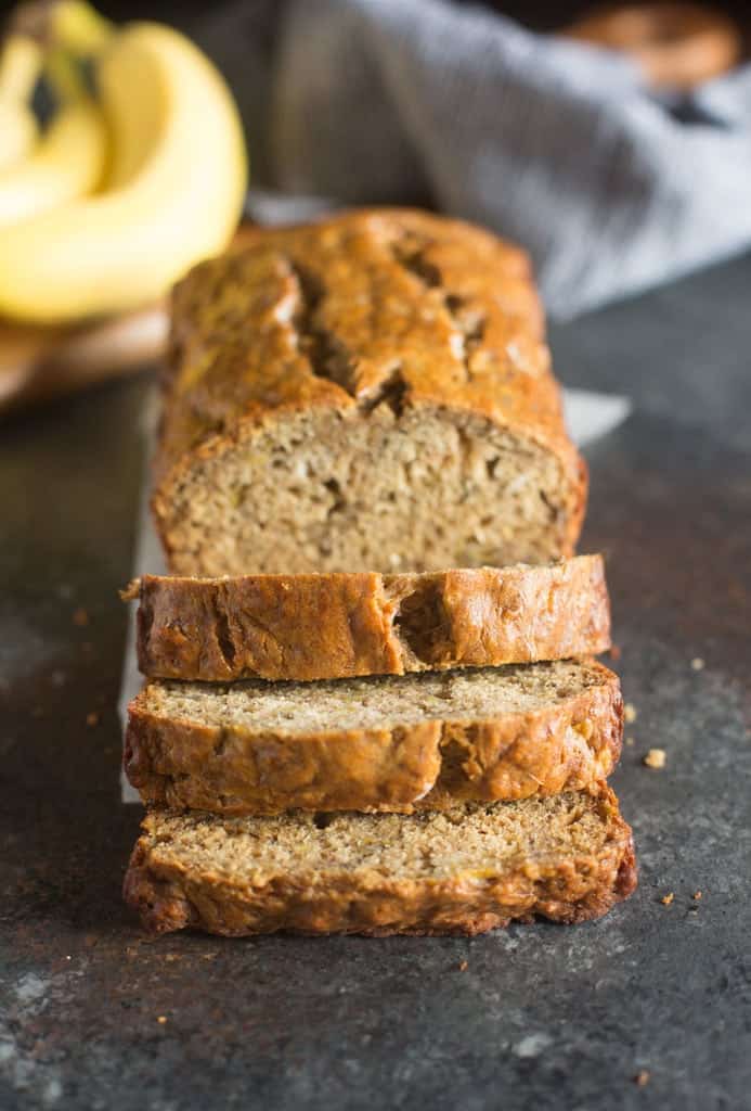 a healthy banana bread with low-fat ingredients