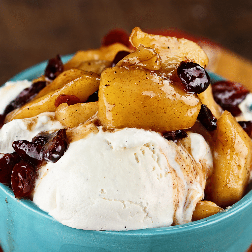 Ice Cream with Cranberry Sauce