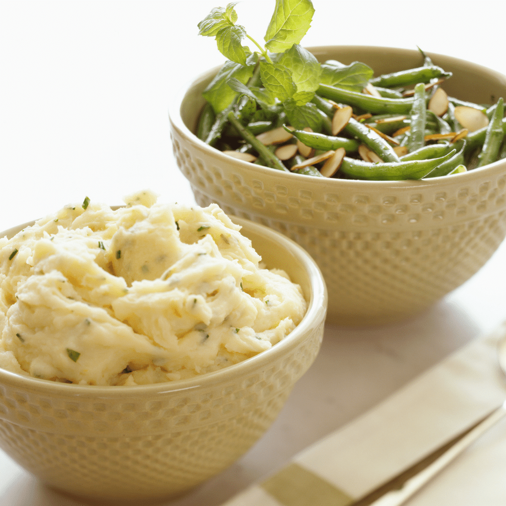 mashed potatoes and green beans