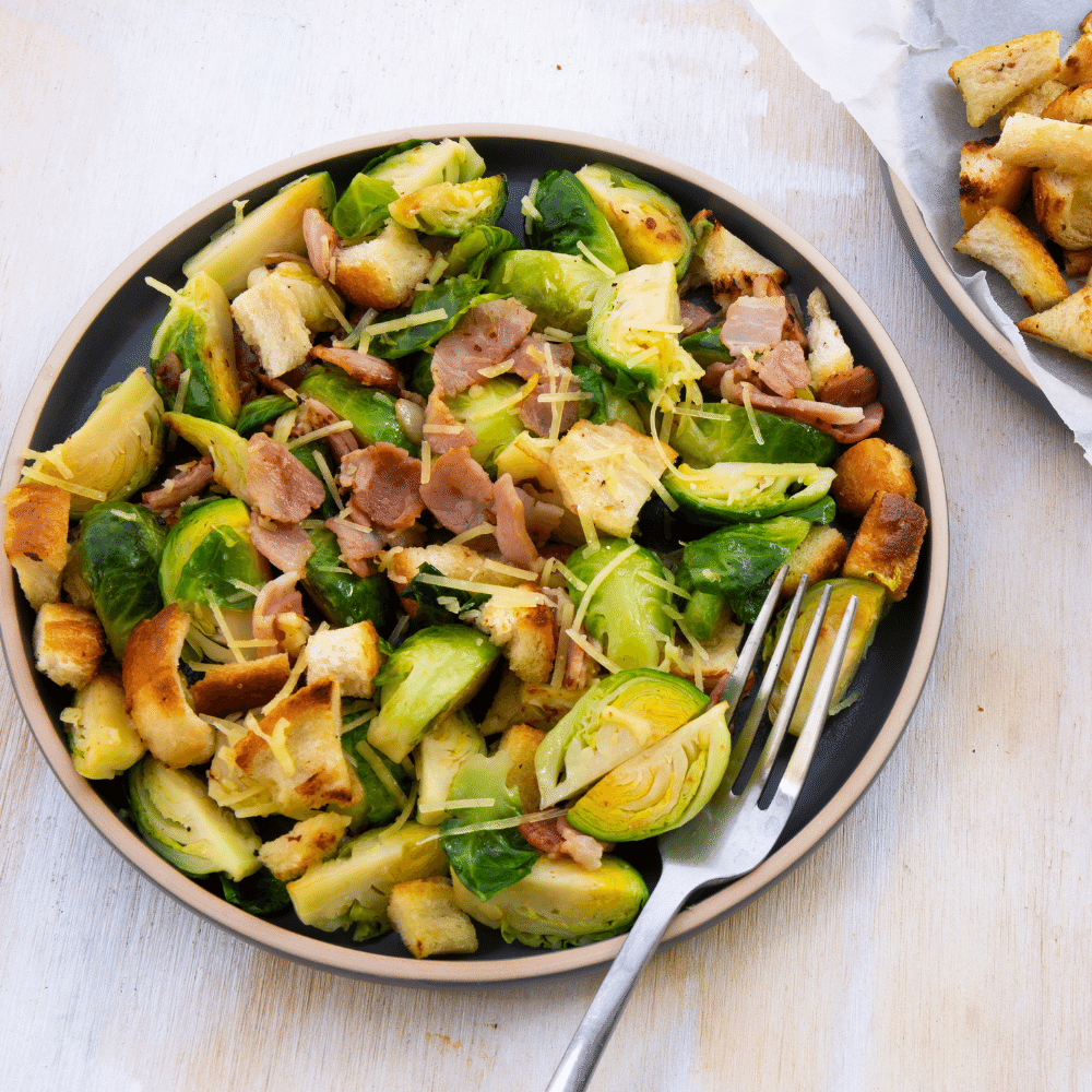 Roasted Brussels Sprouts with bacon bits