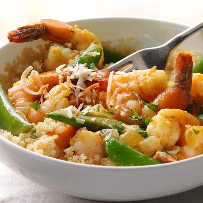 Coconut Shrimp + Quinoa Bowl