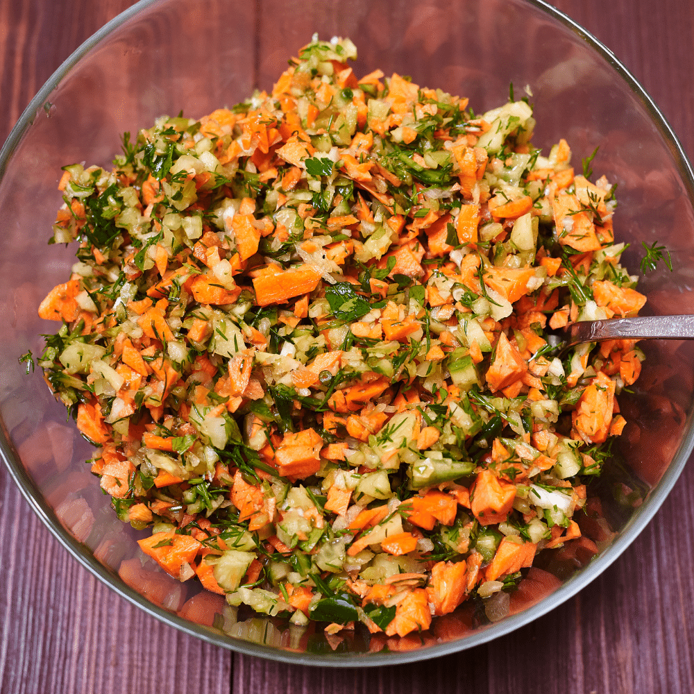 Finely chopped vegetables