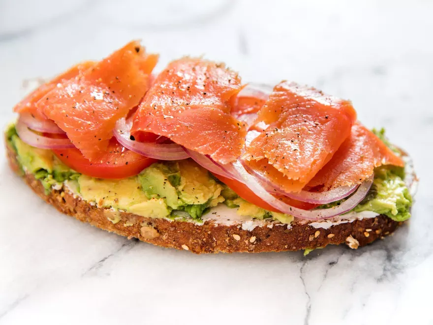 Smoked Salmon Slices with Avocado Toast