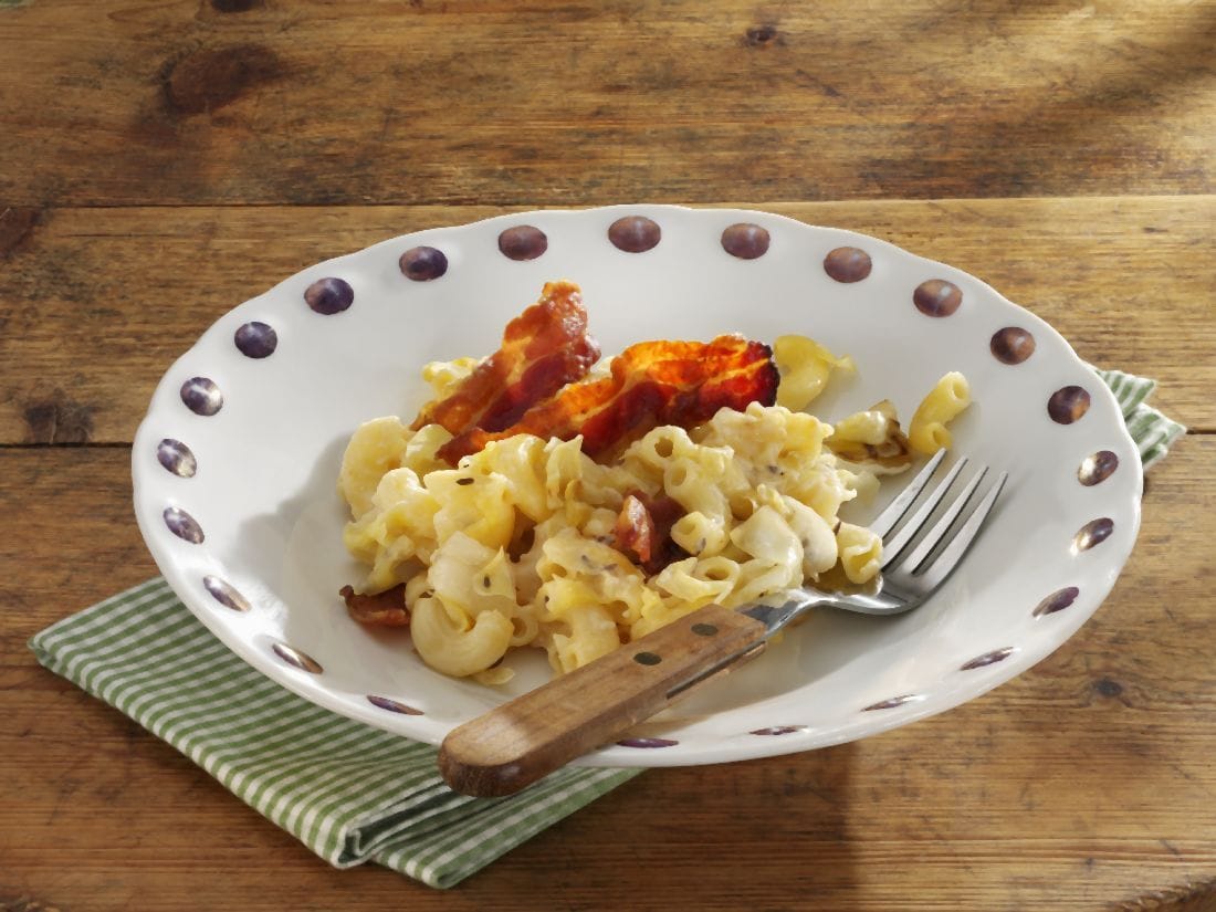 Cabbage and Bacon Baked Mac & Cheese