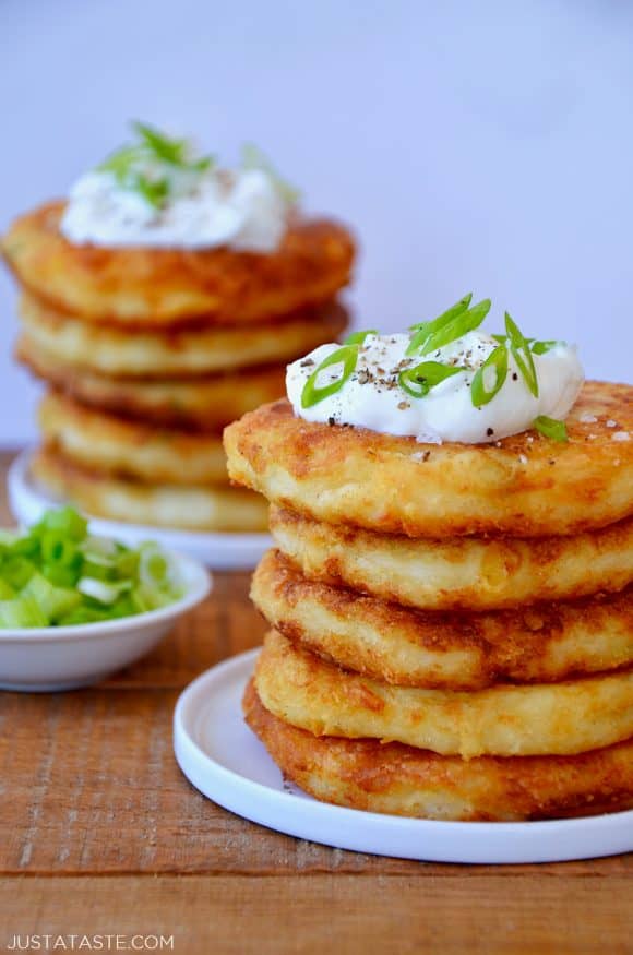 Cheesy Leftover Mashed Potato Pancakes