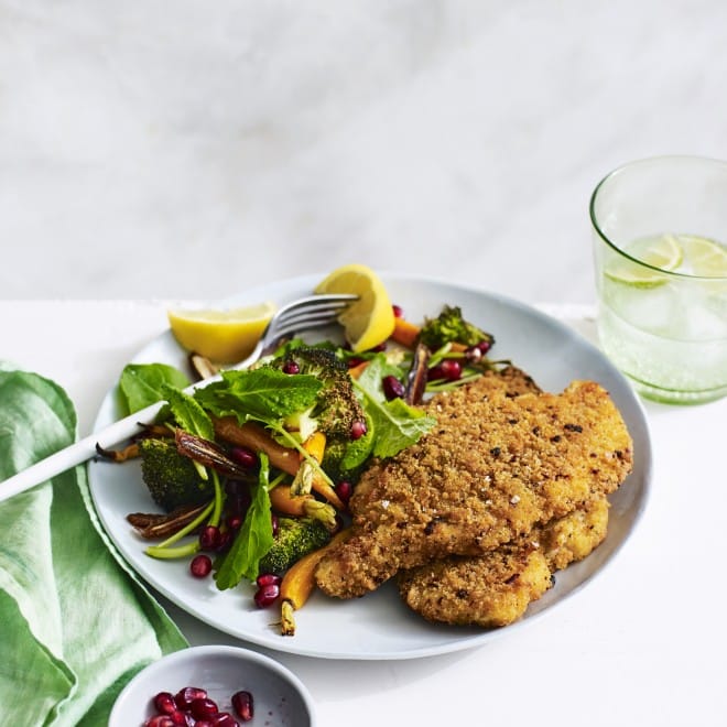 Chicken Schnitzel with Roast Broccoli