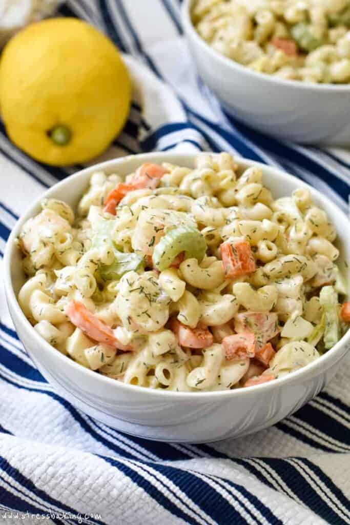 Creamy Shrimp Pasta Salad from Stress Baking