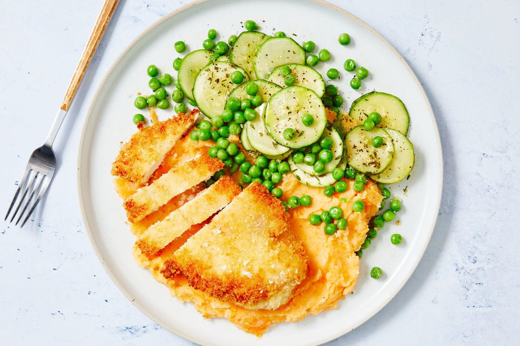 Crunchy Chicken Schnitzel with zucchini