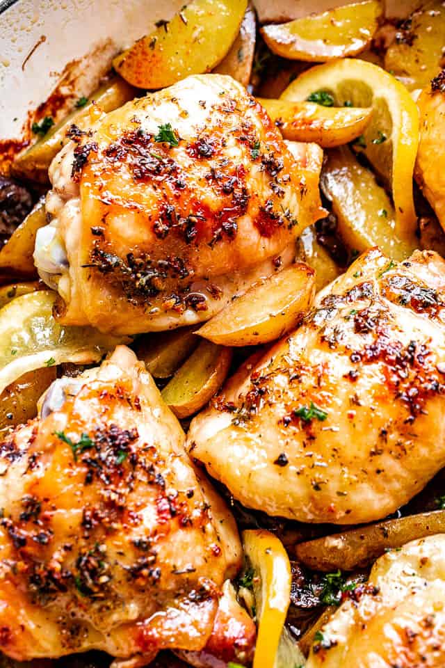 Garlic Butter Baked Chicken Thighs with Potatoes