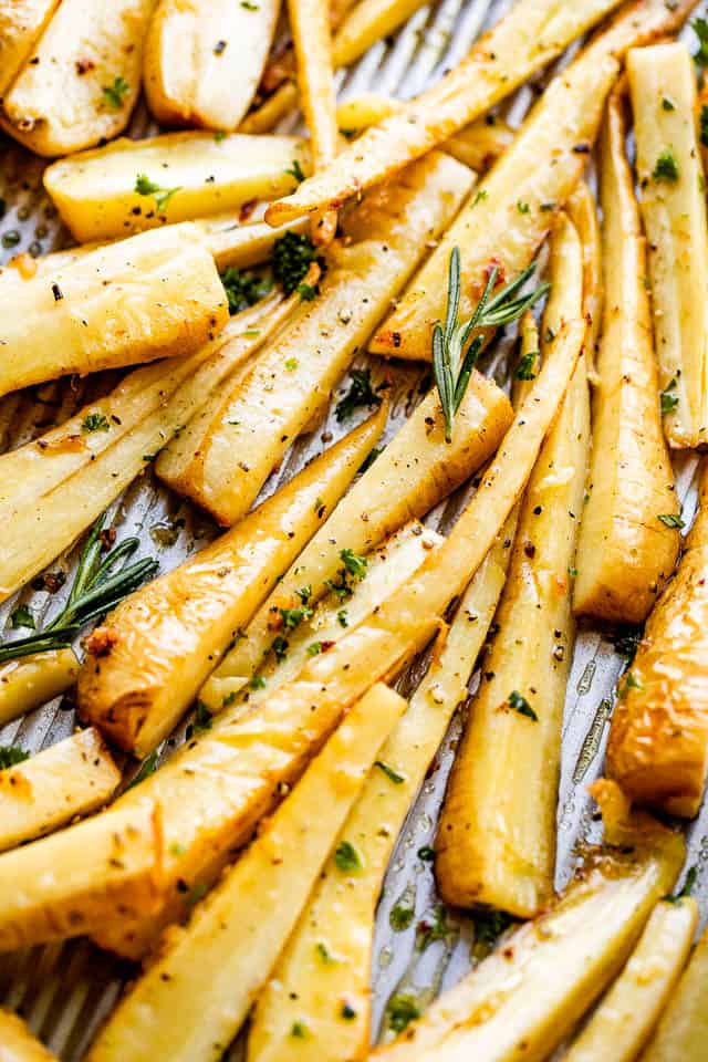 Garlic Butter Roasted Parsnips