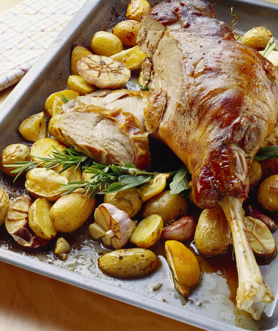 Greek Roast Leg of Lamb With Oven-Roasted Potatoes