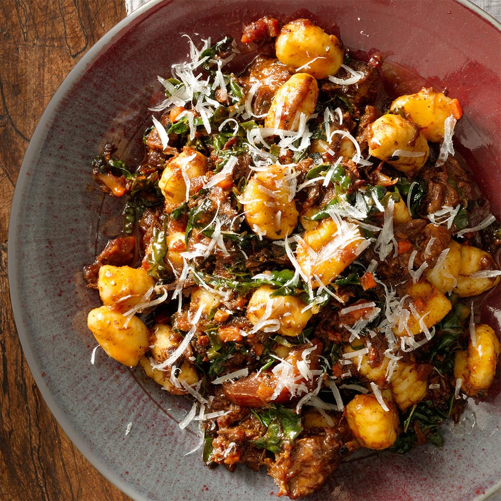 Short-Rib Ragu with Bacon & Kale