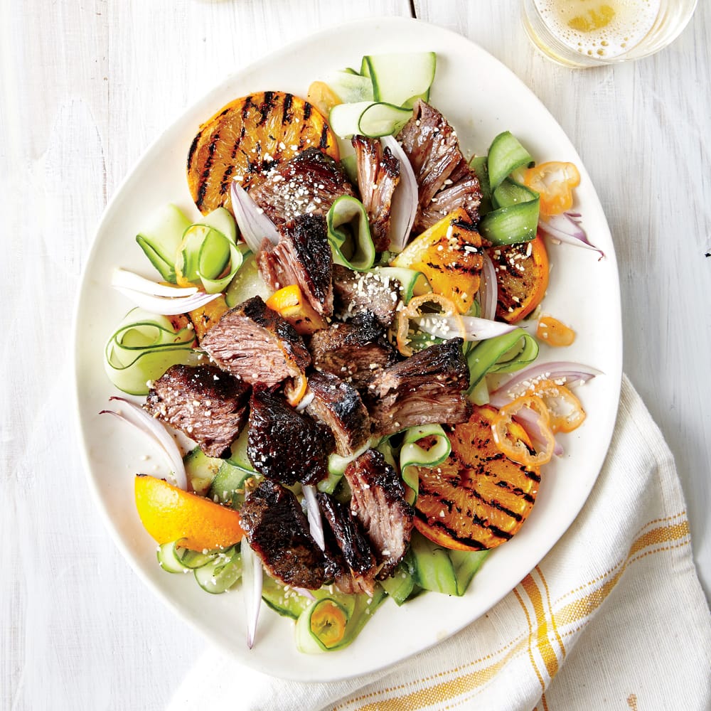 Short Ribs with Cucumber and Orange Salad