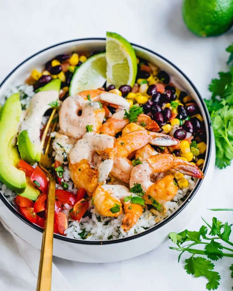 Shrimp Bowl with Cilantro Lime Rice